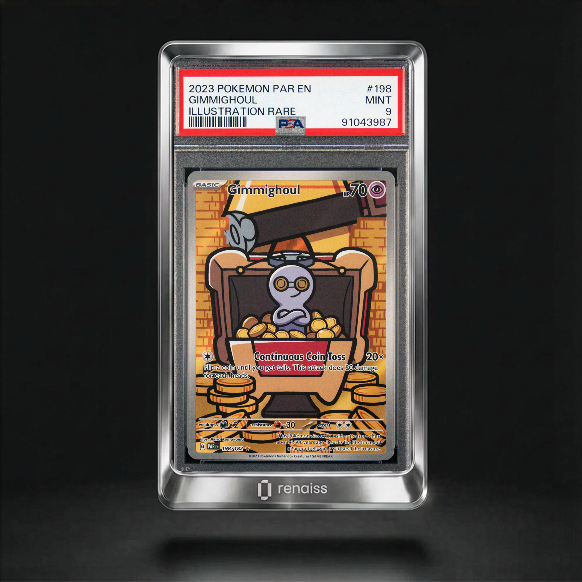 PSA 9 Mint 2023 Pokemon Par En-Paradox Rift #198 Gimmighoul